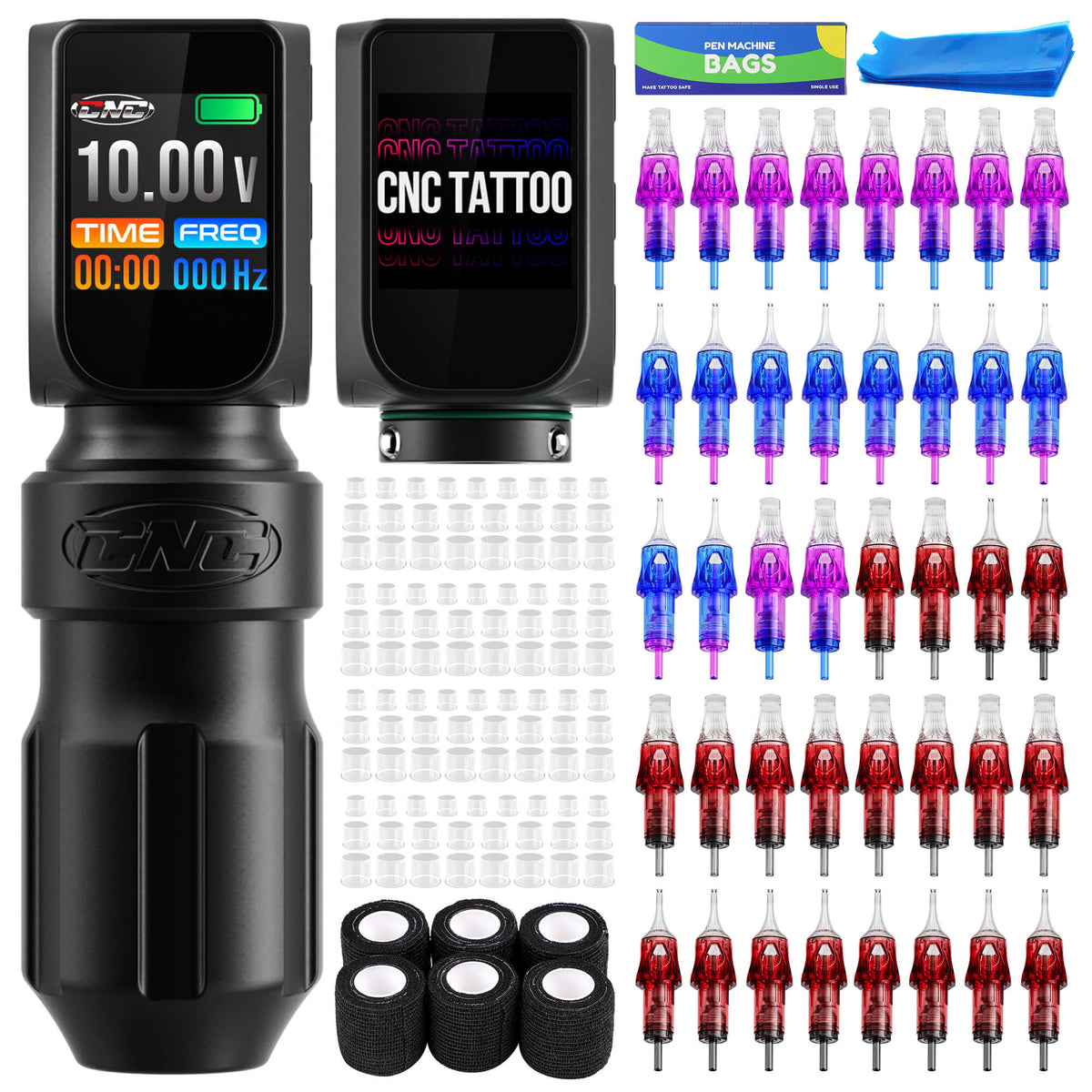 CNC Tattoo Machine Kit E77 PRO 4.0 Stroke Wireless Tattoo Machine with 2 Batteries & 40PCS Cartridges