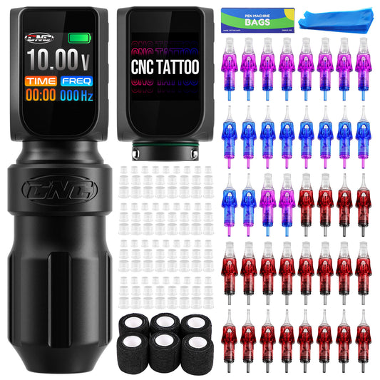 CNC Tattoo Machine Kit E77 PRO 4.0 Stroke Wireless Tattoo Machine with 2 Batteries & 40PCS Cartridges