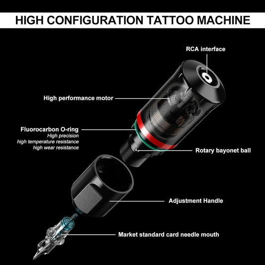 STIGMA Tattoo-Maschinen-Set Q49 Tattoo-Maschinen mit 10 Tinten und 20 Patronen