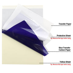 HAWINK Tattoo 100 Sheets Tattoo Transfer Paper,4 Layers Stencil Transfer Paper, A3 Size